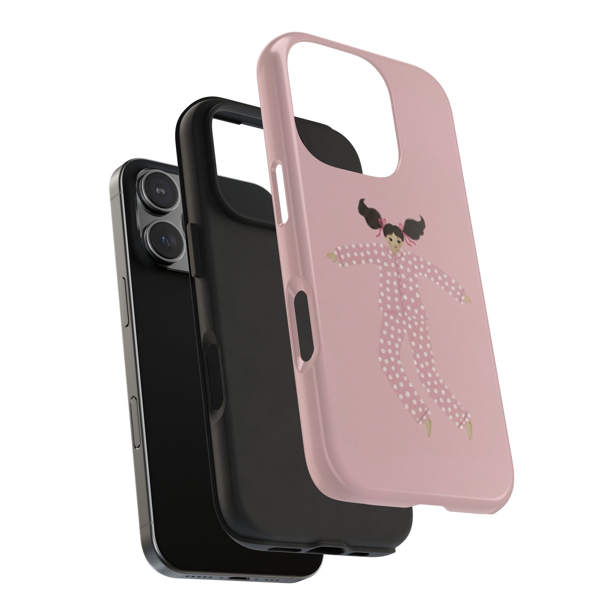 Pink Girl Drawing Tough Phone Case, Cute Protective Cover, Stylish Phone Accessories, Customizable Phone Case, Trendy Cell Phone Case