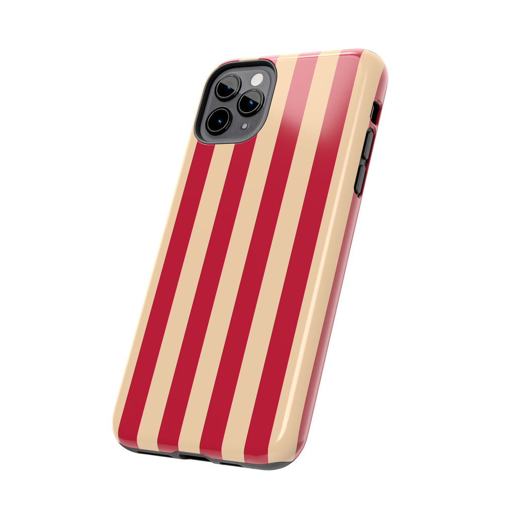 Retro Red & Cream Stripe Phone Case — Tough Protective Cover