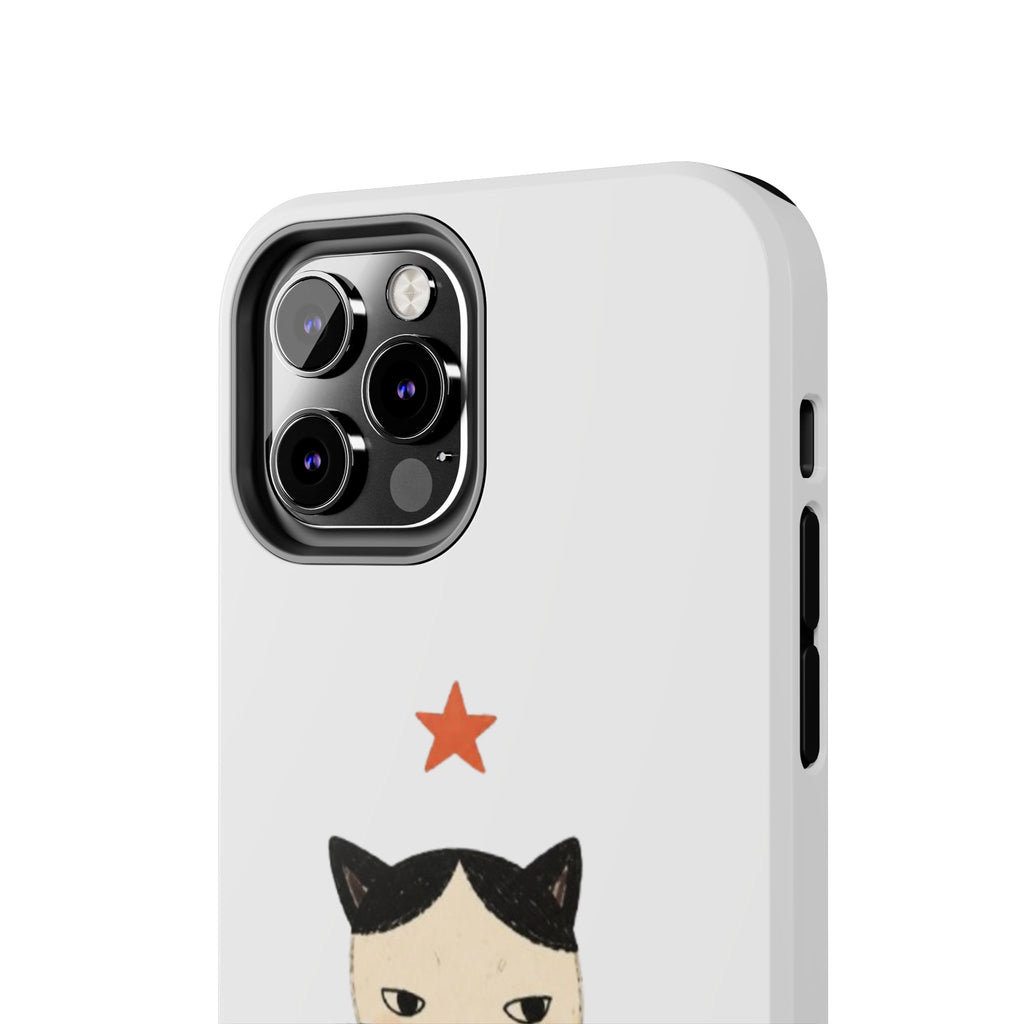 Grumpy Cat Illustration Phone Case | Cute Cat with Star Tough Case