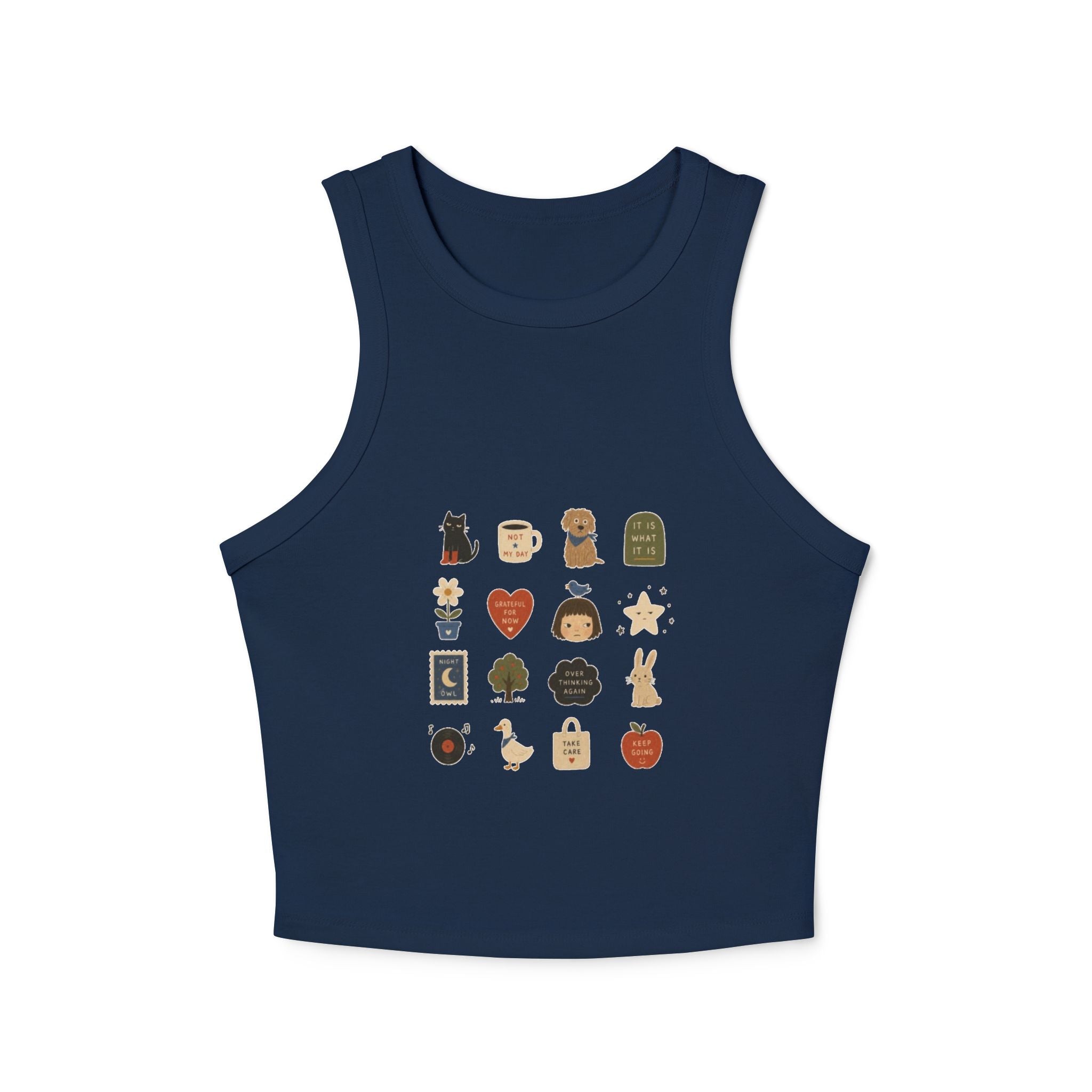 Cozy Autumn Icons tank top | fall stickers, pumpkin, coffee, sweater weather
