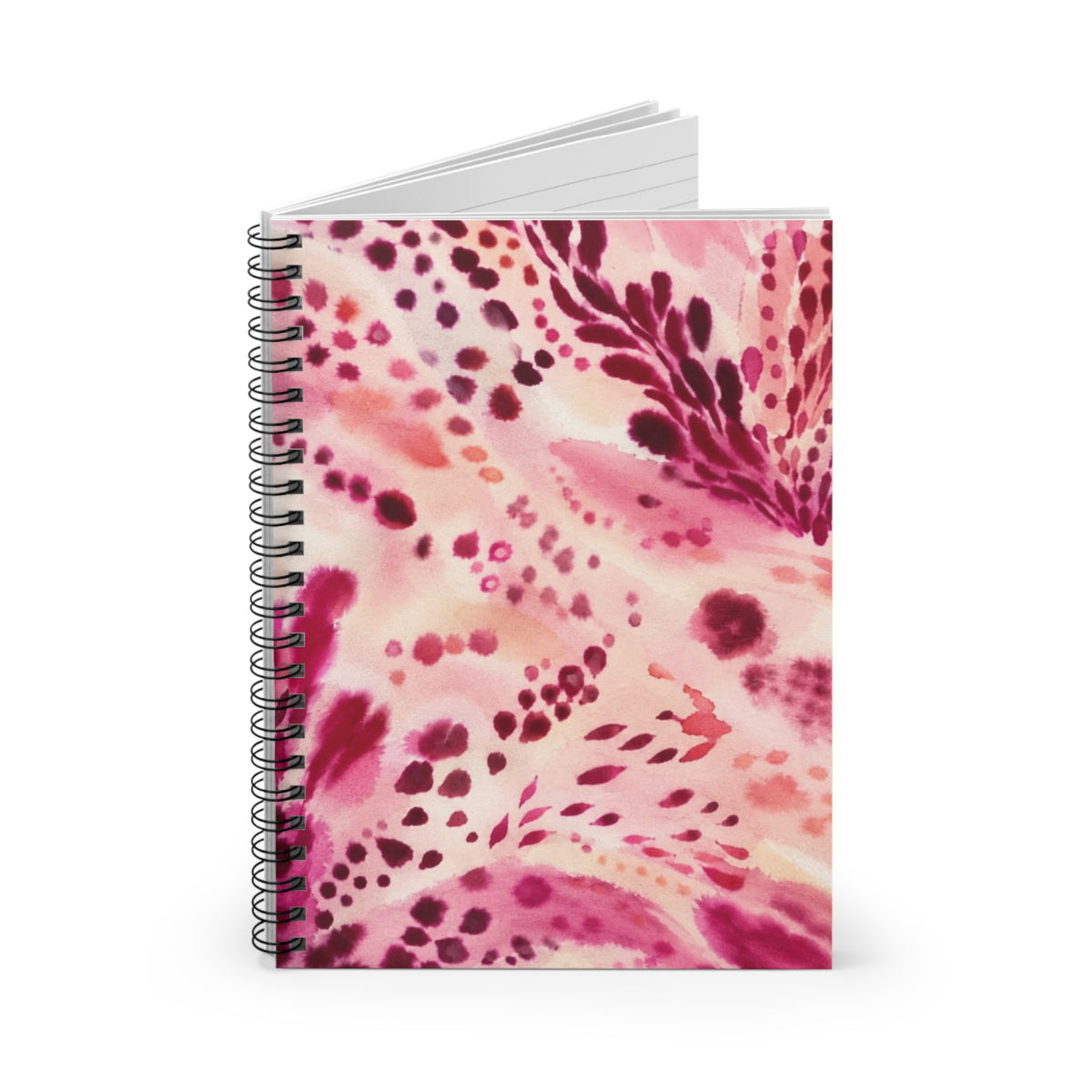 Pink Watercolor Floral Pattern Spiral Notebook ruled notebook | School notebook