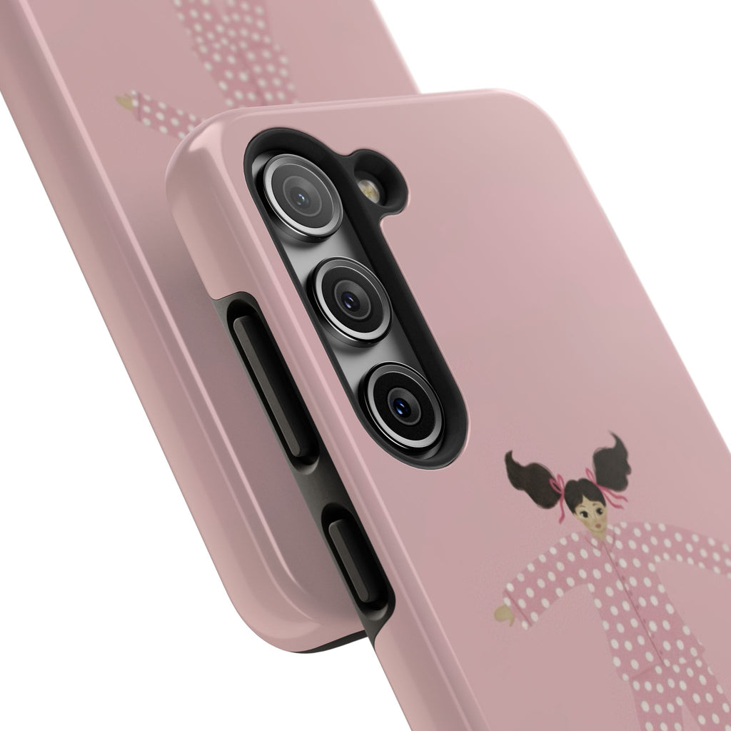 Pink Girl Drawing Tough Phone Case, Cute Protective Cover, Stylish Phone Accessories, Customizable Phone Case, Trendy Cell Phone Case