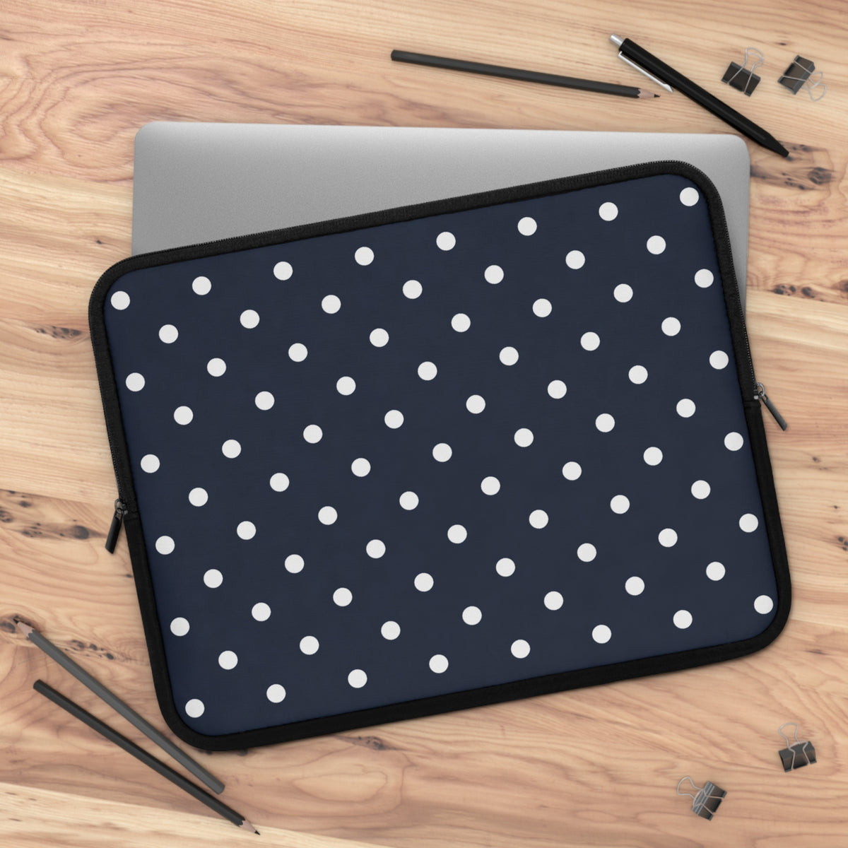 Navy Polka Dot Laptop Sleeve