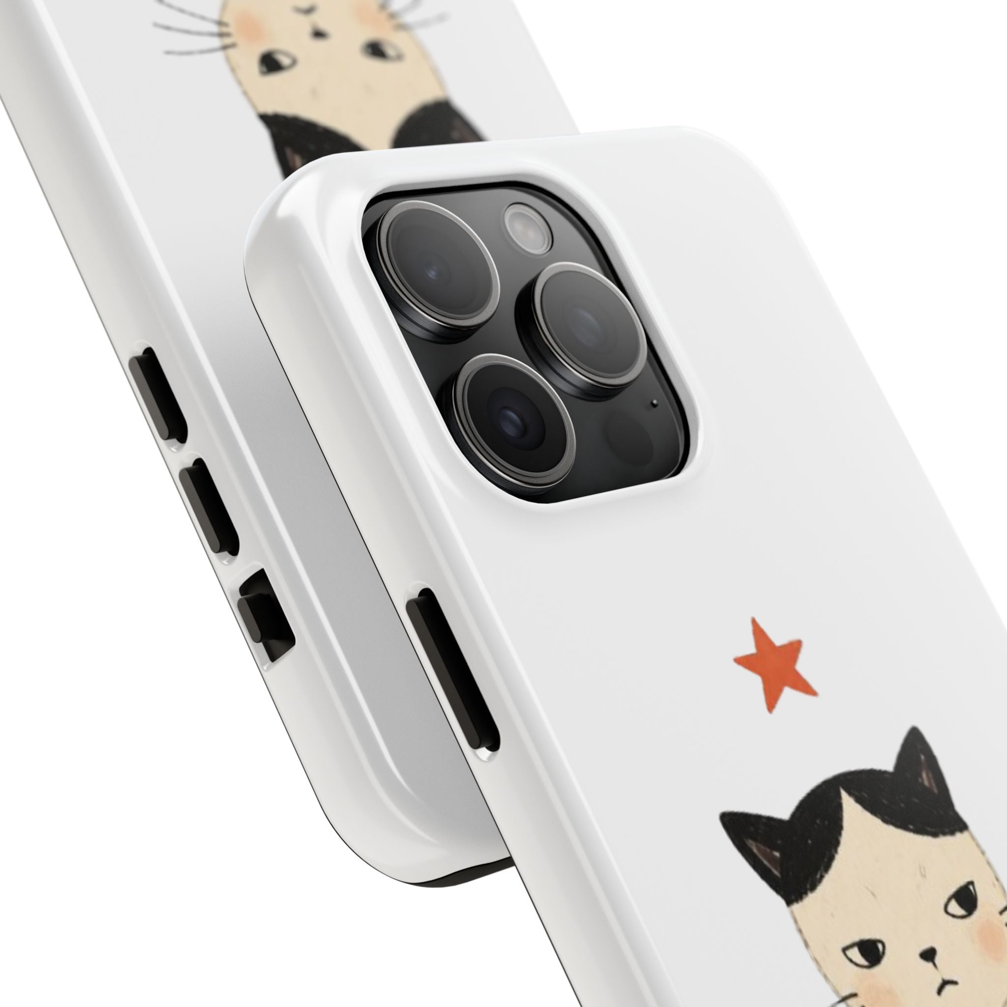 Grumpy Cat Illustration Phone Case | Cute Cat with Star Tough Case