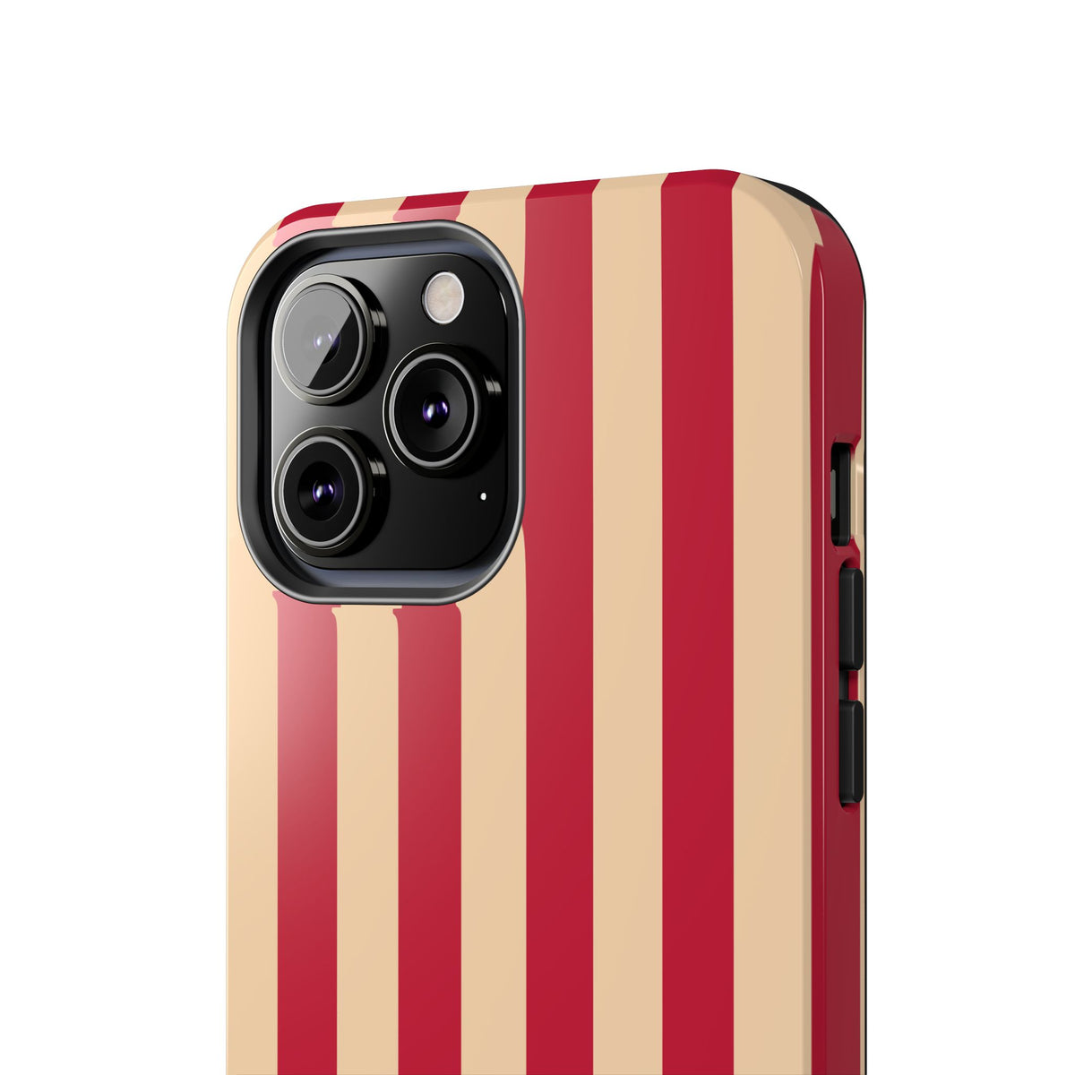 Retro Red & Cream Stripe Phone Case — Tough Protective Cover