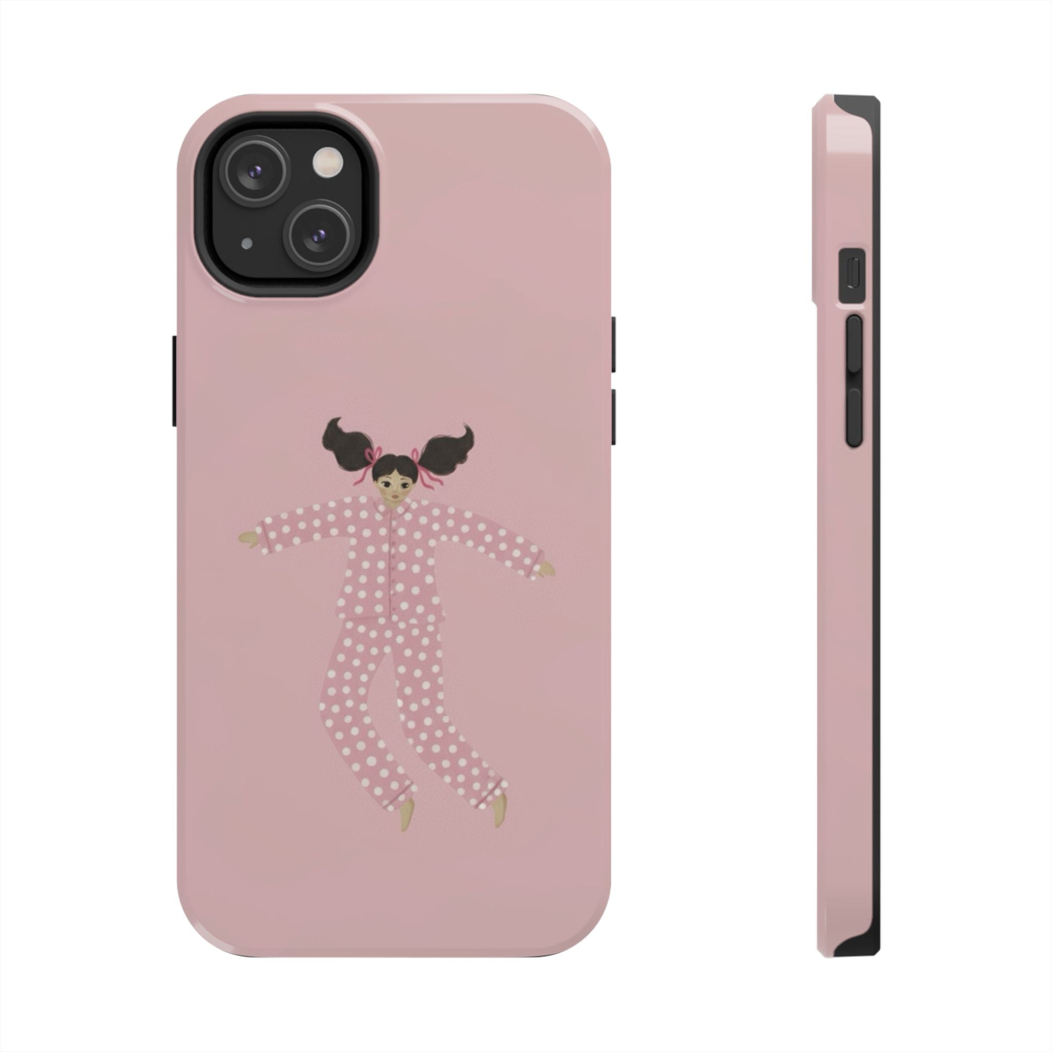 Pink Girl Drawing Tough Phone Case, Cute Protective Cover, Stylish Phone Accessories, Customizable Phone Case, Trendy Cell Phone Case