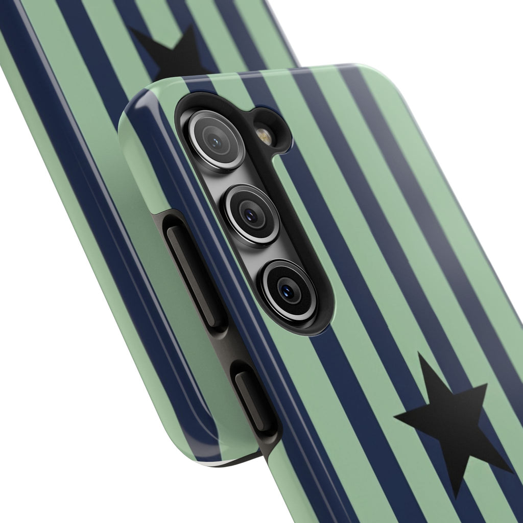 Stylish Tough Phone Cases, Durable Smartphone Covers, Trendy Tech Accessories, Unique Gifts for Teens, Striped Star Design