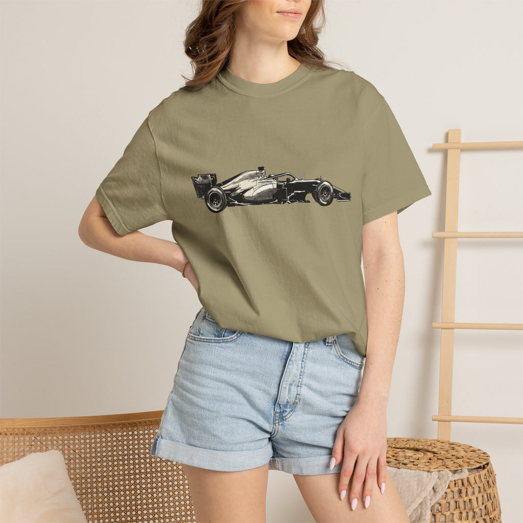 Vintage F1 Car Unisex Garment-Dyed T-shirt, Racing Tee, Motorsport Shirt, Race Car Lover Gift, Car Enthusiast Top