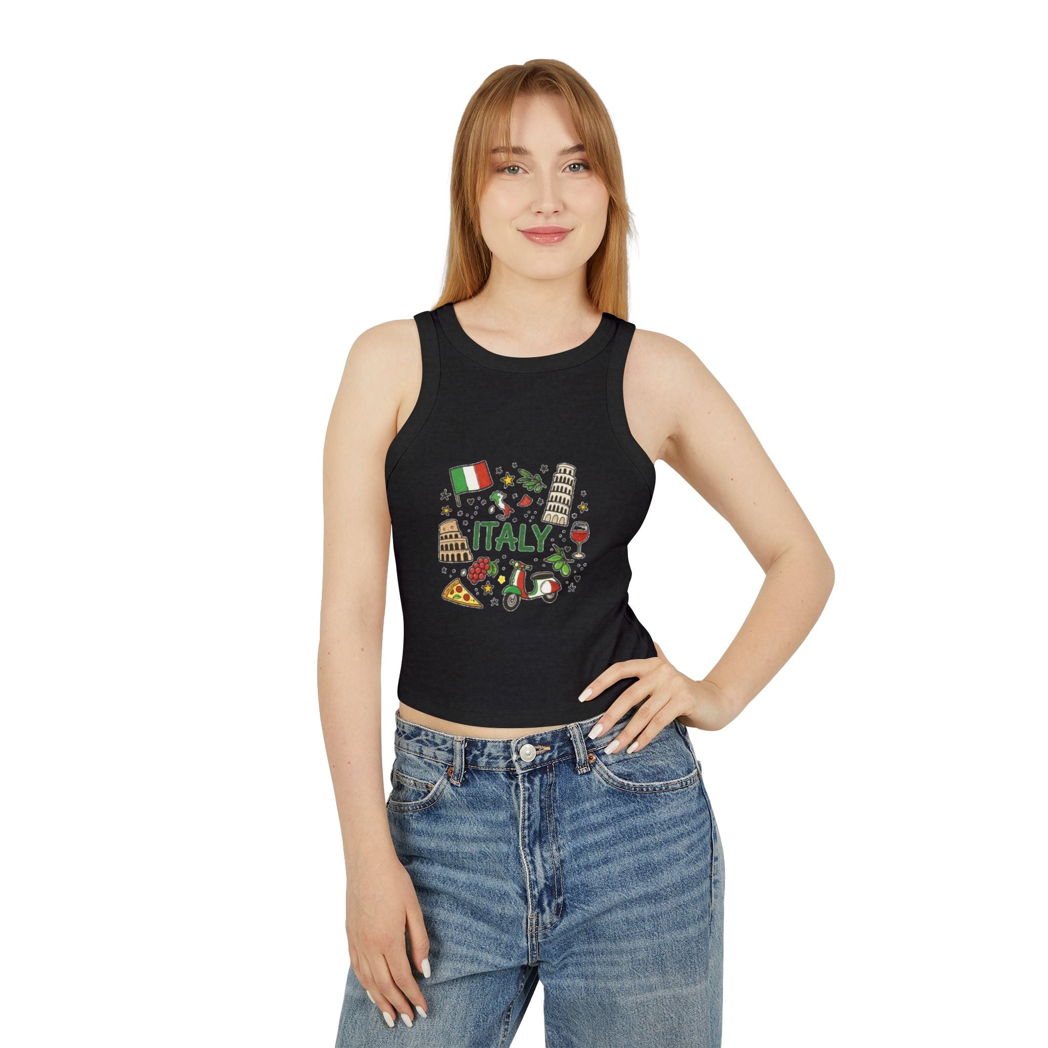 Italy Icons Tank Top | Leaning Tower, Pizza, Vespa, Flag