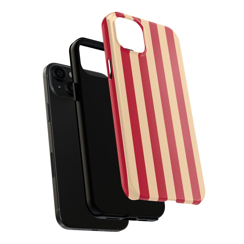 Retro Red & Cream Stripe Phone Case — Tough Protective Cover