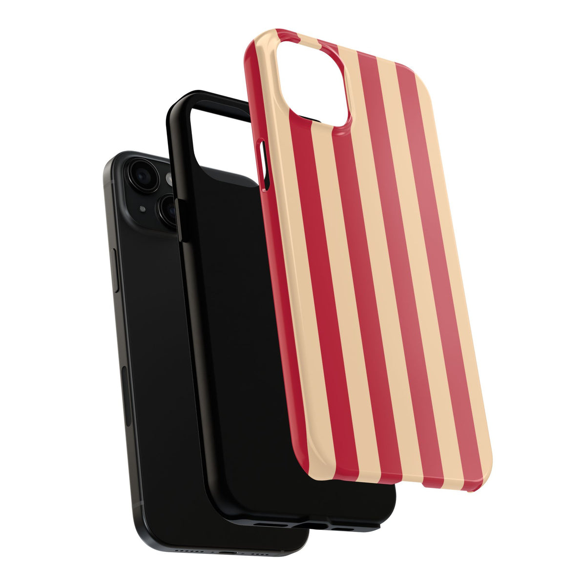 Retro Red & Cream Stripe Phone Case — Tough Protective Cover