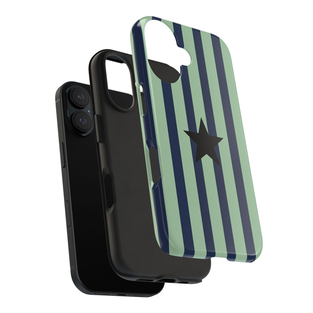Stylish Tough Phone Cases, Durable Smartphone Covers, Trendy Tech Accessories, Unique Gifts for Teens, Striped Star Design