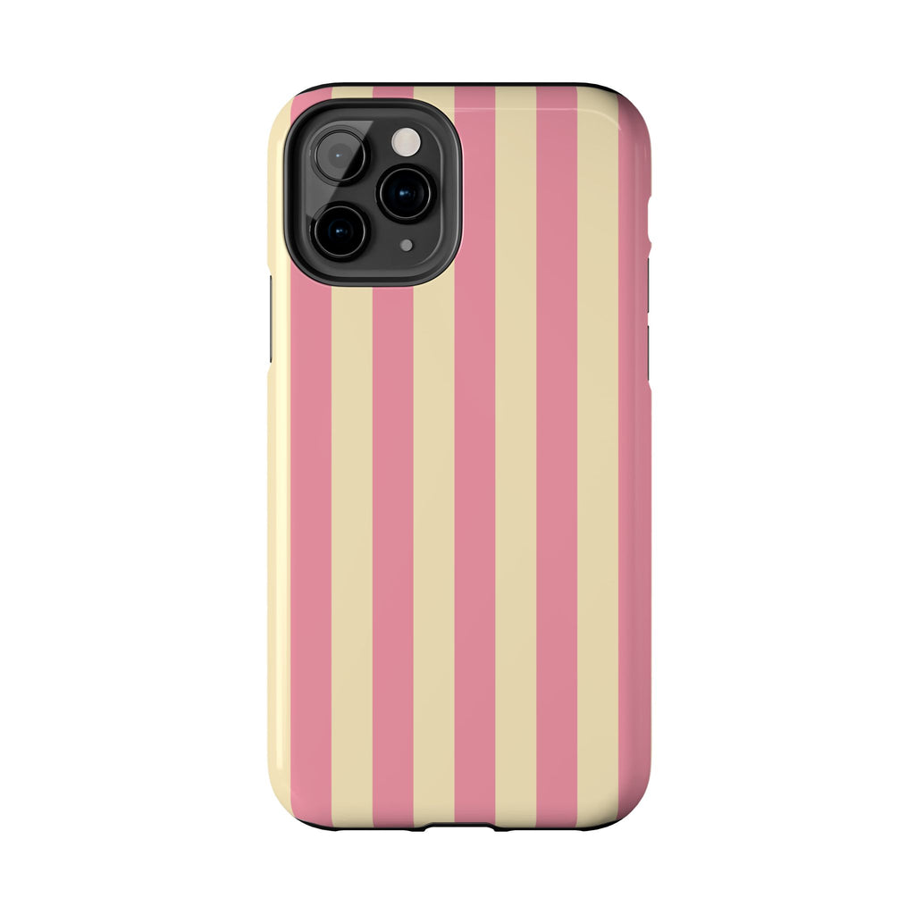 Pink Cream Vertical Candy Stripe Phone Case | Tough Phone Cases