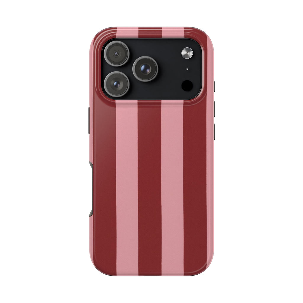 Striped Burgundy & Blush Phone Case