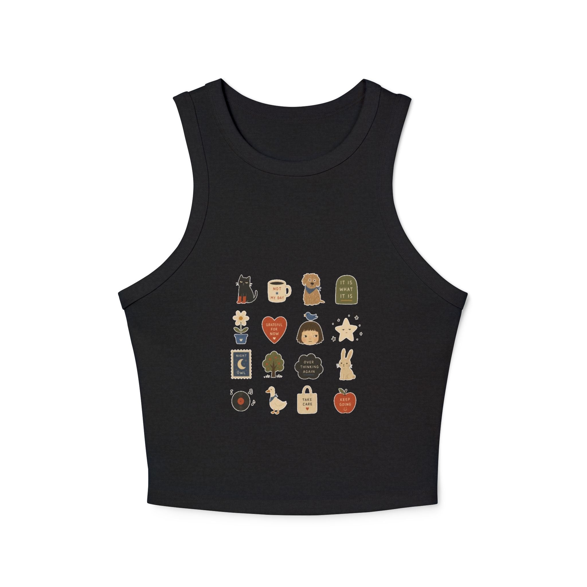 Cozy Autumn Icons tank top | fall stickers, pumpkin, coffee, sweater weather