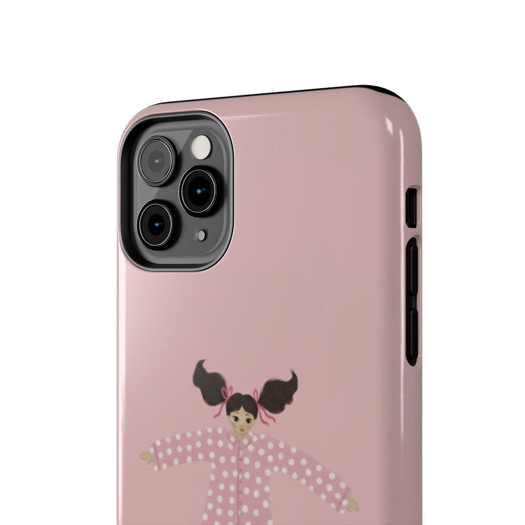 Pink Girl Drawing Tough Phone Case, Cute Protective Cover, Stylish Phone Accessories, Customizable Phone Case, Trendy Cell Phone Case