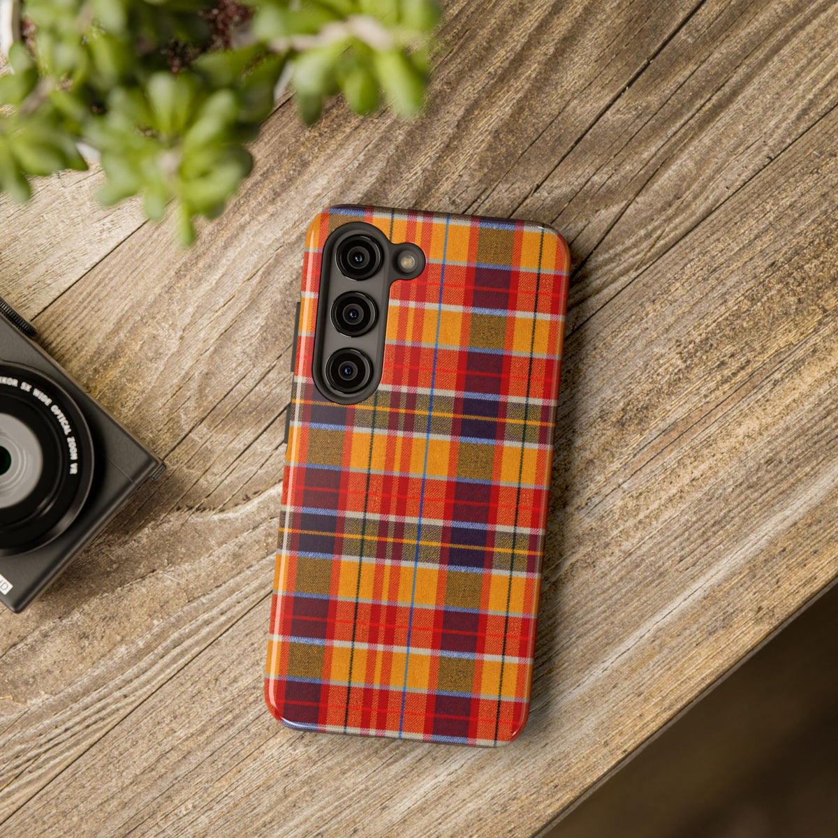 Autumn Plaid Tough Phone Case | Orange Red Yellow Plaid