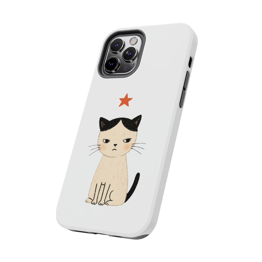 Grumpy Cat Illustration Phone Case | Cute Cat with Star Tough Case