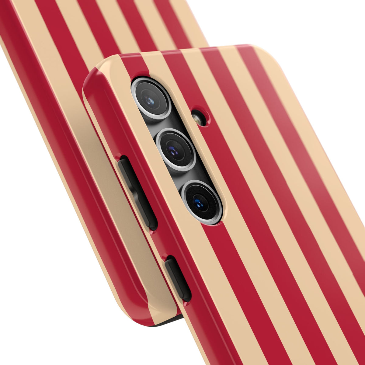 Retro Red & Cream Stripe Phone Case — Tough Protective Cover
