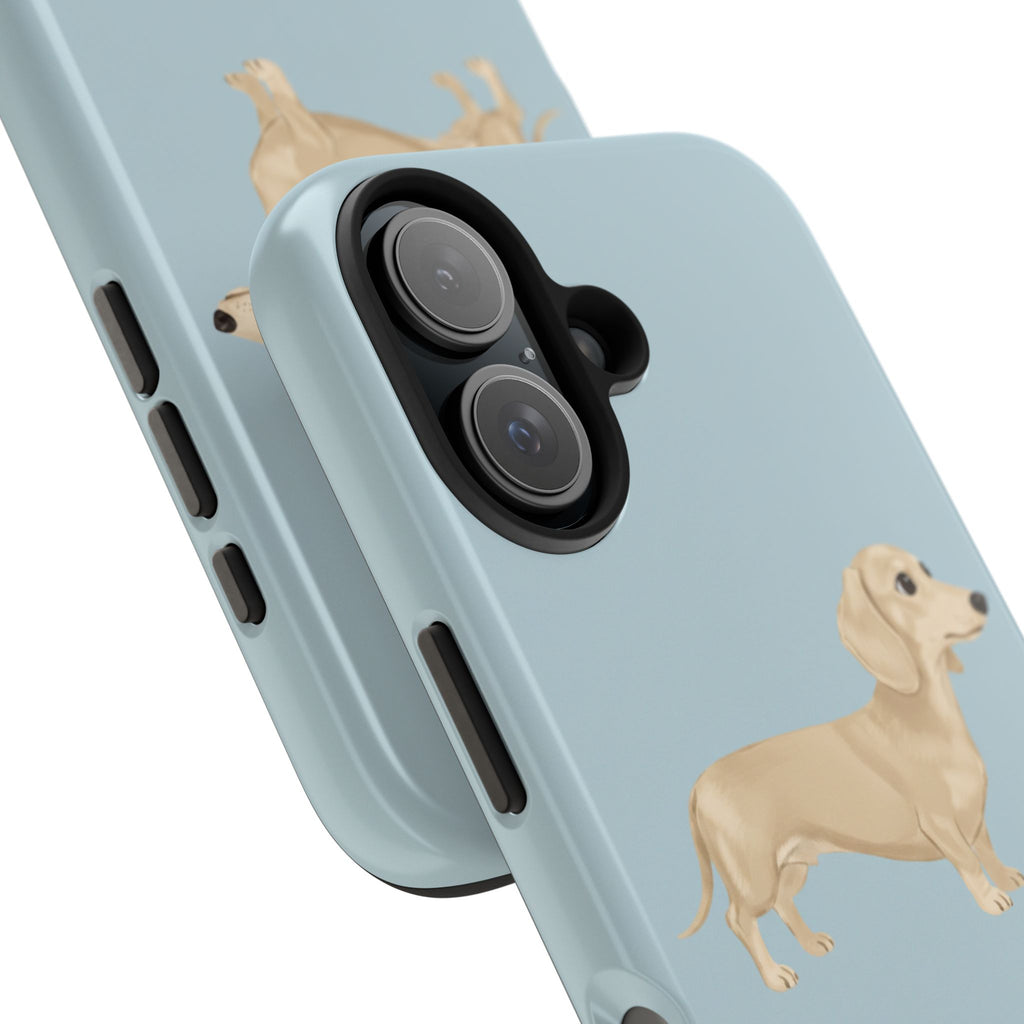 Tough Phone Cases, Dachshund Dog Blue Protective Cover, Strong Phone Shell, Rugged Device Case, Hard Smartphone Sleeve, Resilient Mobile