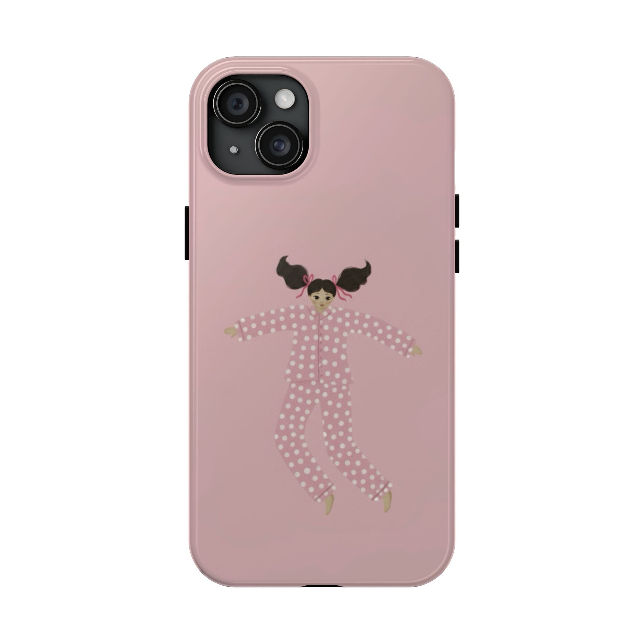 Pink Girl Drawing Tough Phone Case, Cute Protective Cover, Stylish Phone Accessories, Customizable Phone Case, Trendy Cell Phone Case