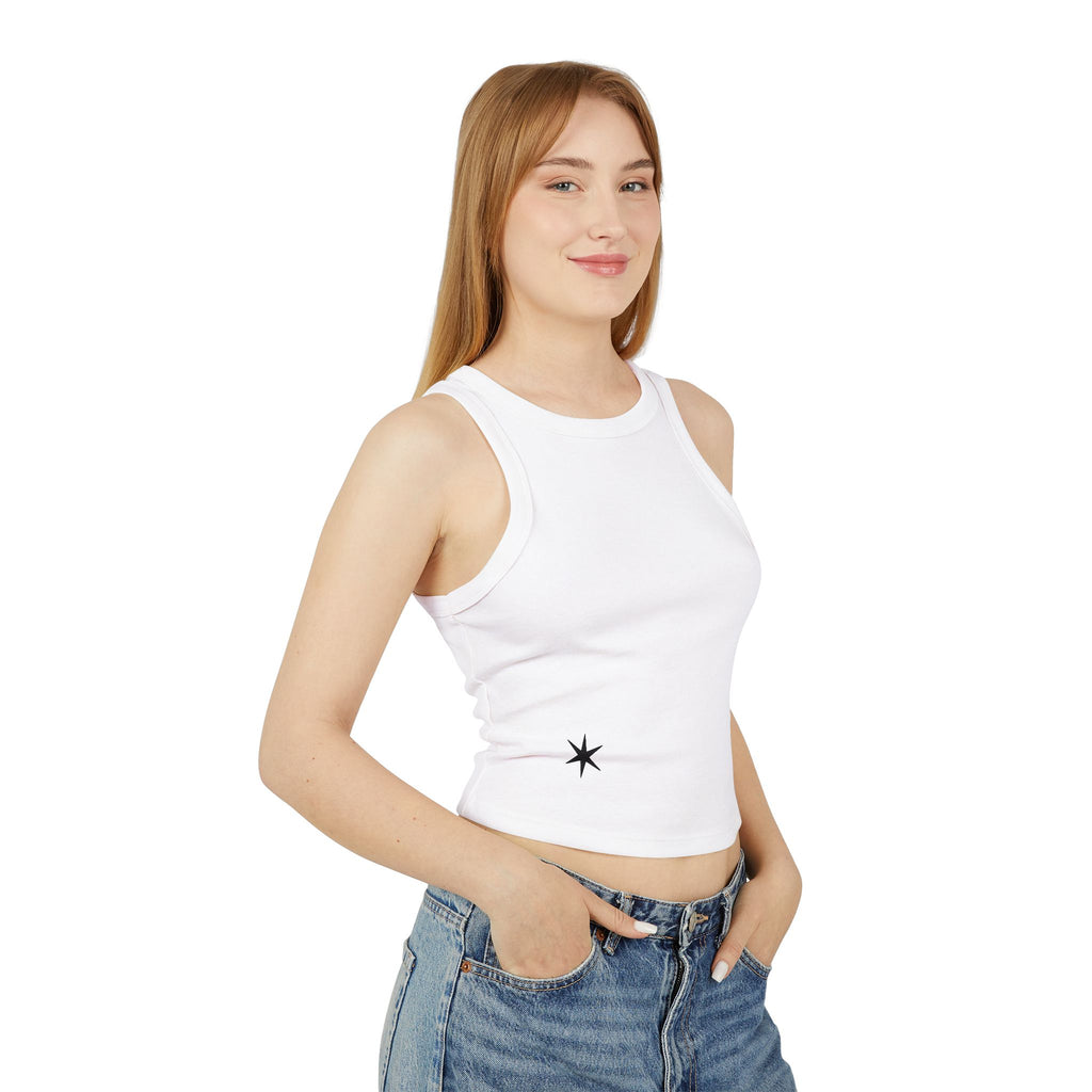 Small Starburst Minimalist Crop Tank Top | Rib Racerback