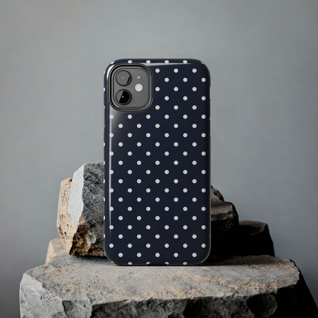 Navy Polka Dot Phone Case