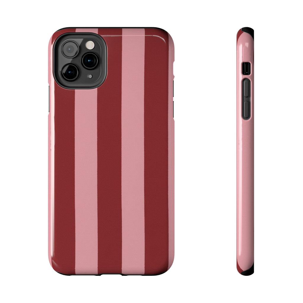 Striped Burgundy & Blush Phone Case