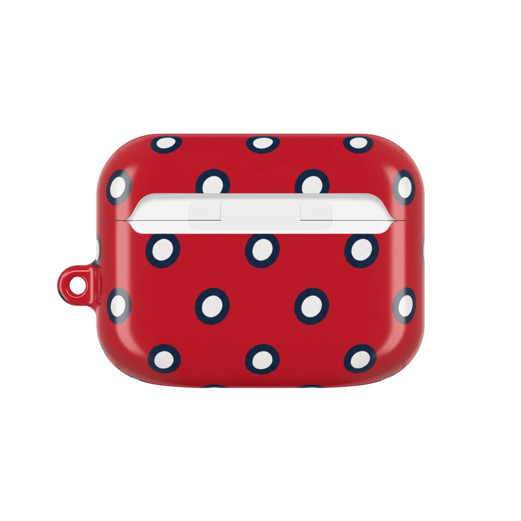 Navy Polka Dot Red AirPod Case