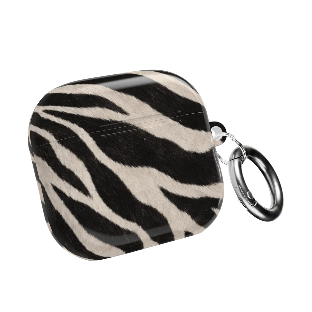 Zebra Print AirPod Case | Black White Stripes, Faux Fur Pattern