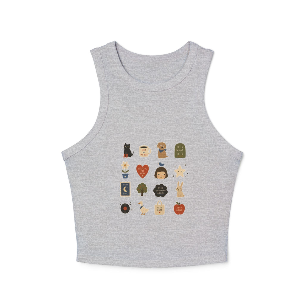 Cozy Autumn Icons tank top | fall stickers, pumpkin, coffee, sweater weather