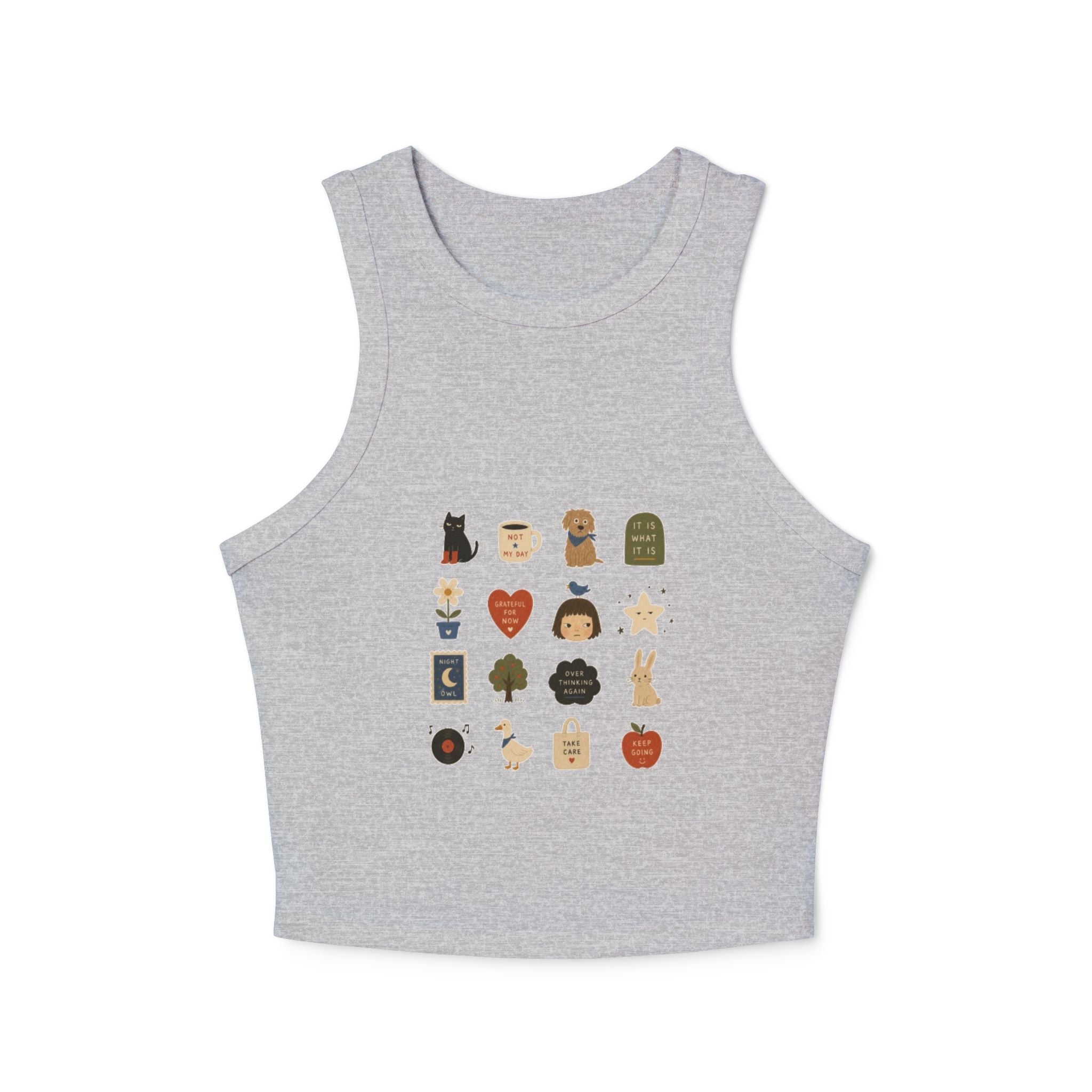 Cozy Autumn Icons tank top | fall stickers, pumpkin, coffee, sweater weather