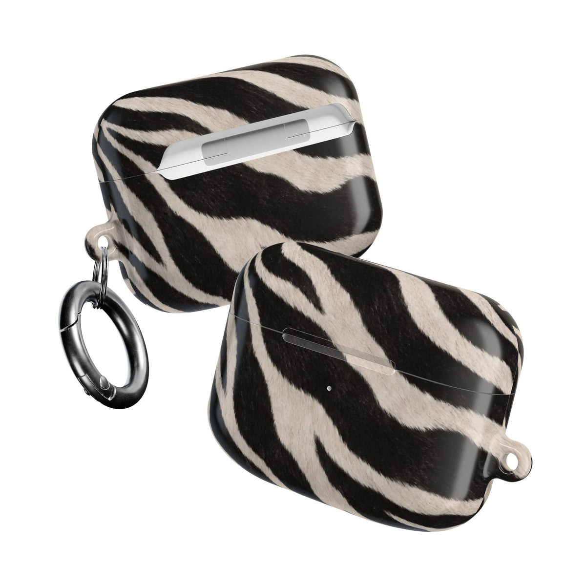 Zebra Print AirPod Case | Black White Stripes, Faux Fur Pattern