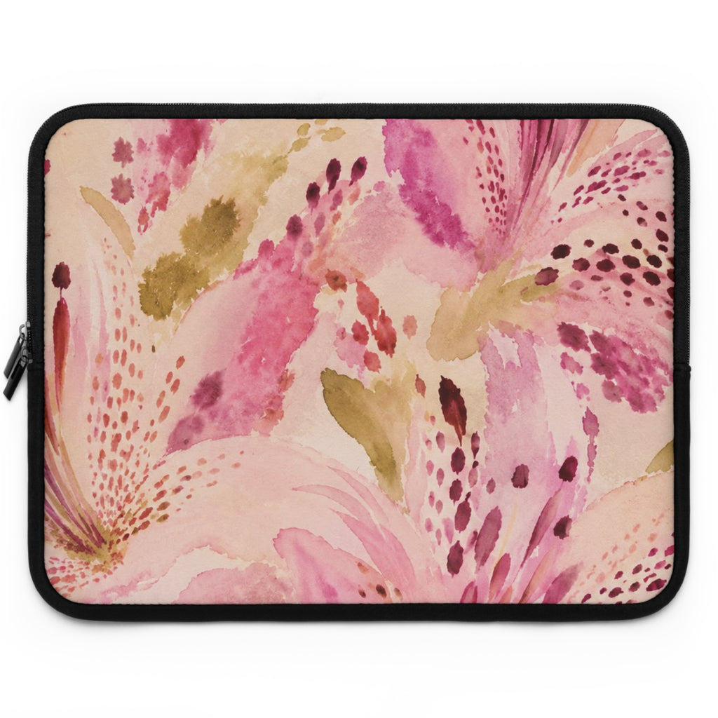 Pink Watercolor Lily Laptop Sleeve