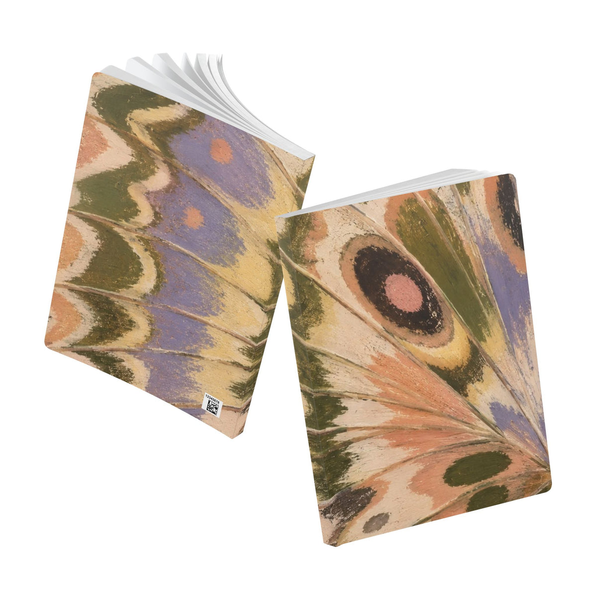 Abstract Marbled Feather Pattern Journal 5.75x8 Softcover Notebook | Pocket Sketchbook