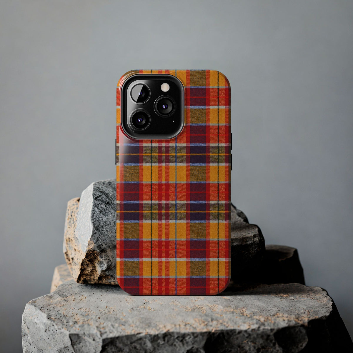 Autumn Plaid Tough Phone Case | Orange Red Yellow Plaid