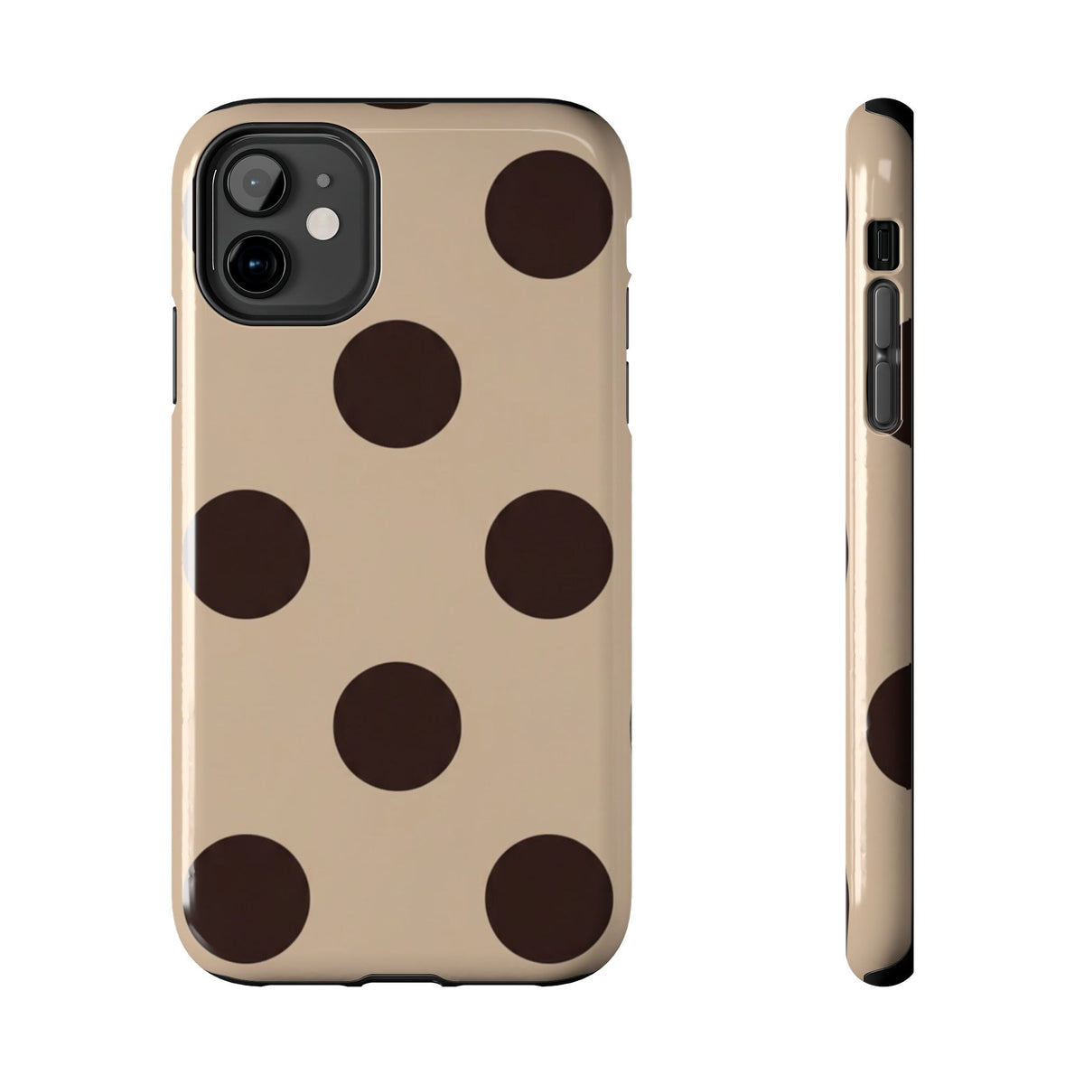 Chocolate Polka Dot Tough Phone Case — Beige Protective Phone Cover