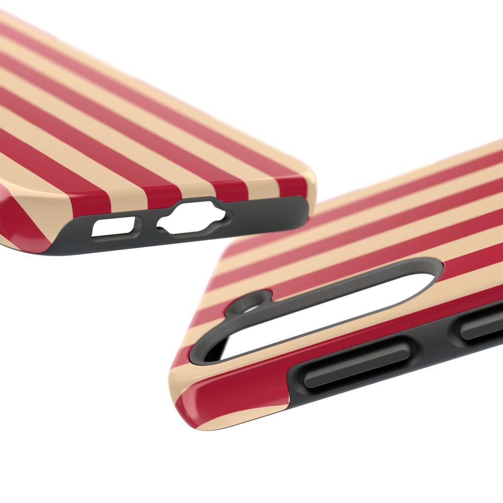 Retro Red & Cream Stripe Phone Case — Tough Protective Cover