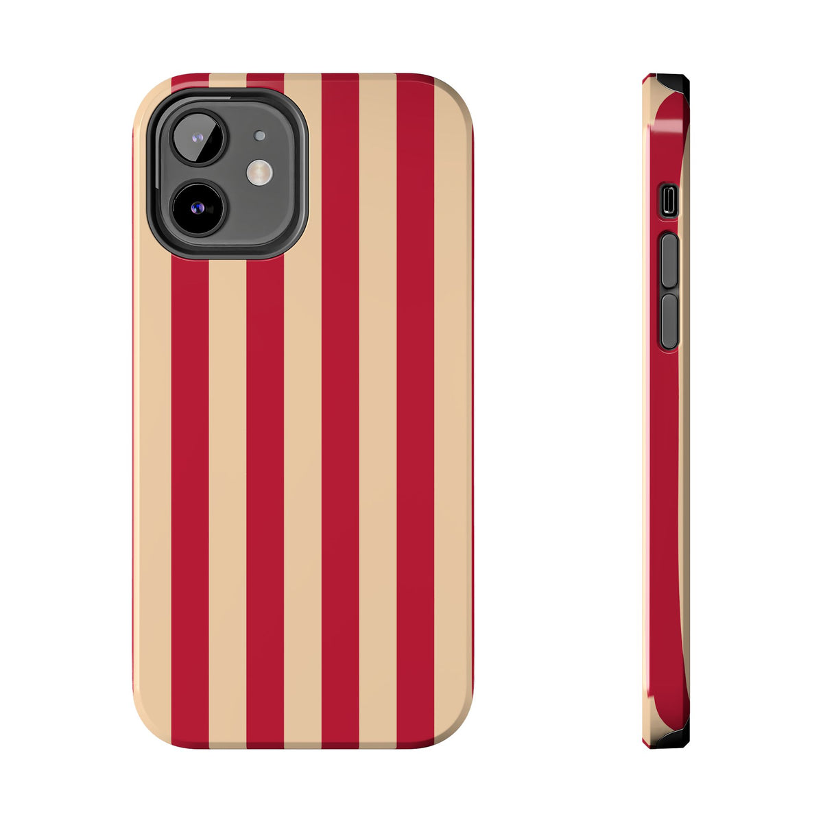 Retro Red & Cream Stripe Phone Case — Tough Protective Cover