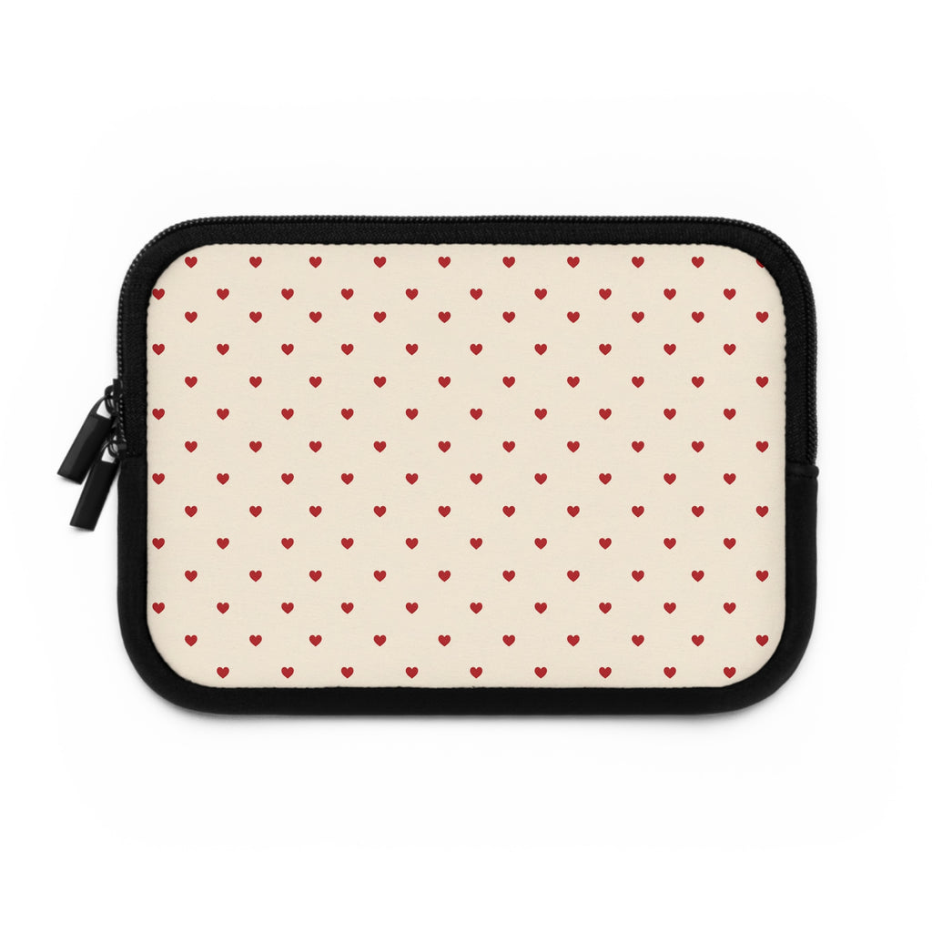 Tiny Red Hearts Laptop Sleeve | Minimal Polka Dot Pattern