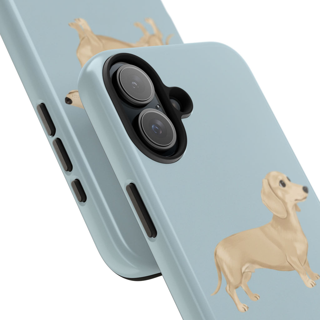 Tough Phone Cases, Dachshund Dog Blue Protective Cover, Strong Phone Shell, Rugged Device Case, Hard Smartphone Sleeve, Resilient Mobile