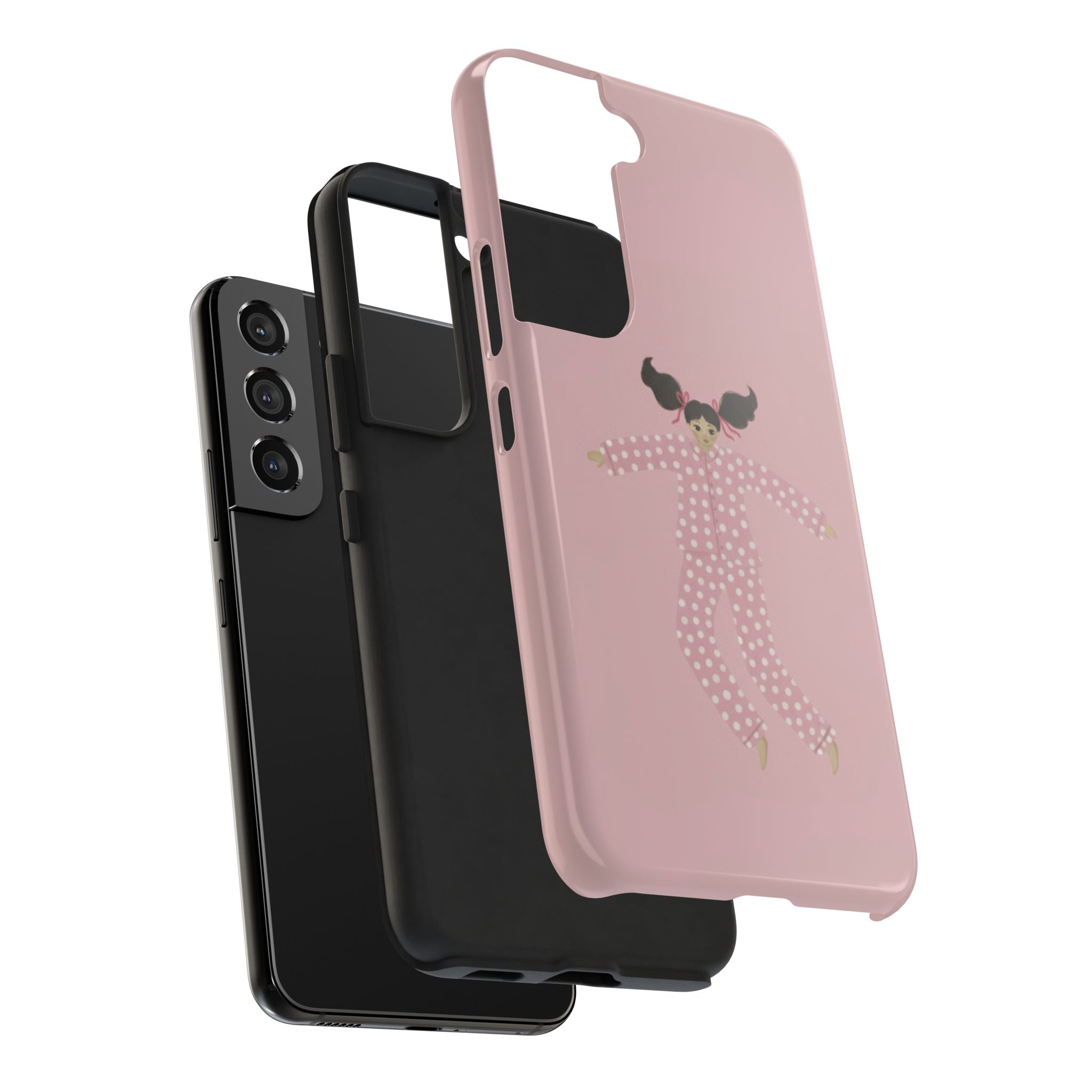 Pink Girl Drawing Tough Phone Case, Cute Protective Cover, Stylish Phone Accessories, Customizable Phone Case, Trendy Cell Phone Case