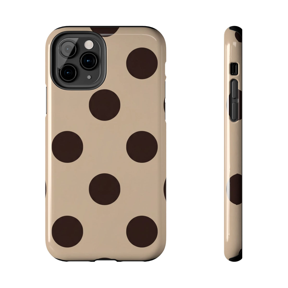Chocolate Polka Dot Tough Phone Case — Beige Protective Phone Cover