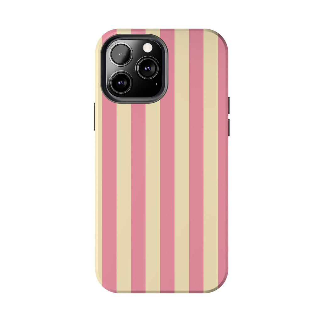 Pink Cream Vertical Candy Stripe Phone Case | Tough Phone Cases
