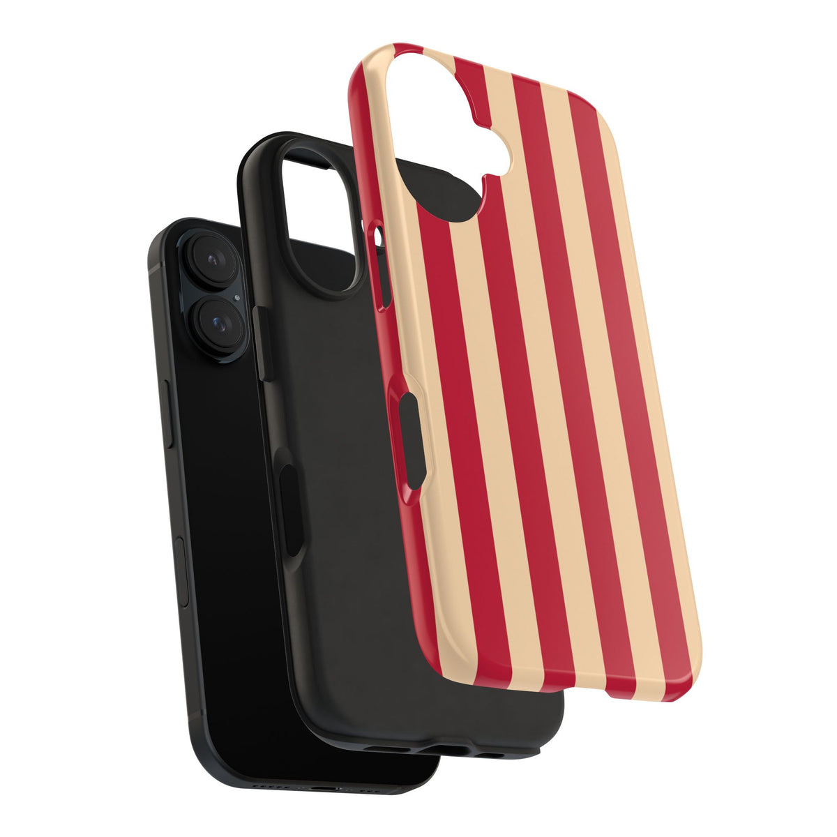 Retro Red & Cream Stripe Phone Case — Tough Protective Cover