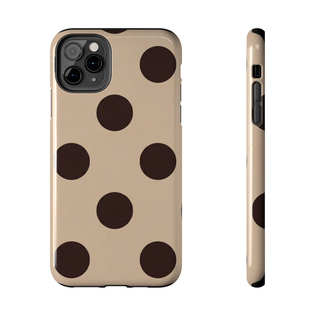 Chocolate Polka Dot Tough Phone Case — Beige Protective Phone Cover