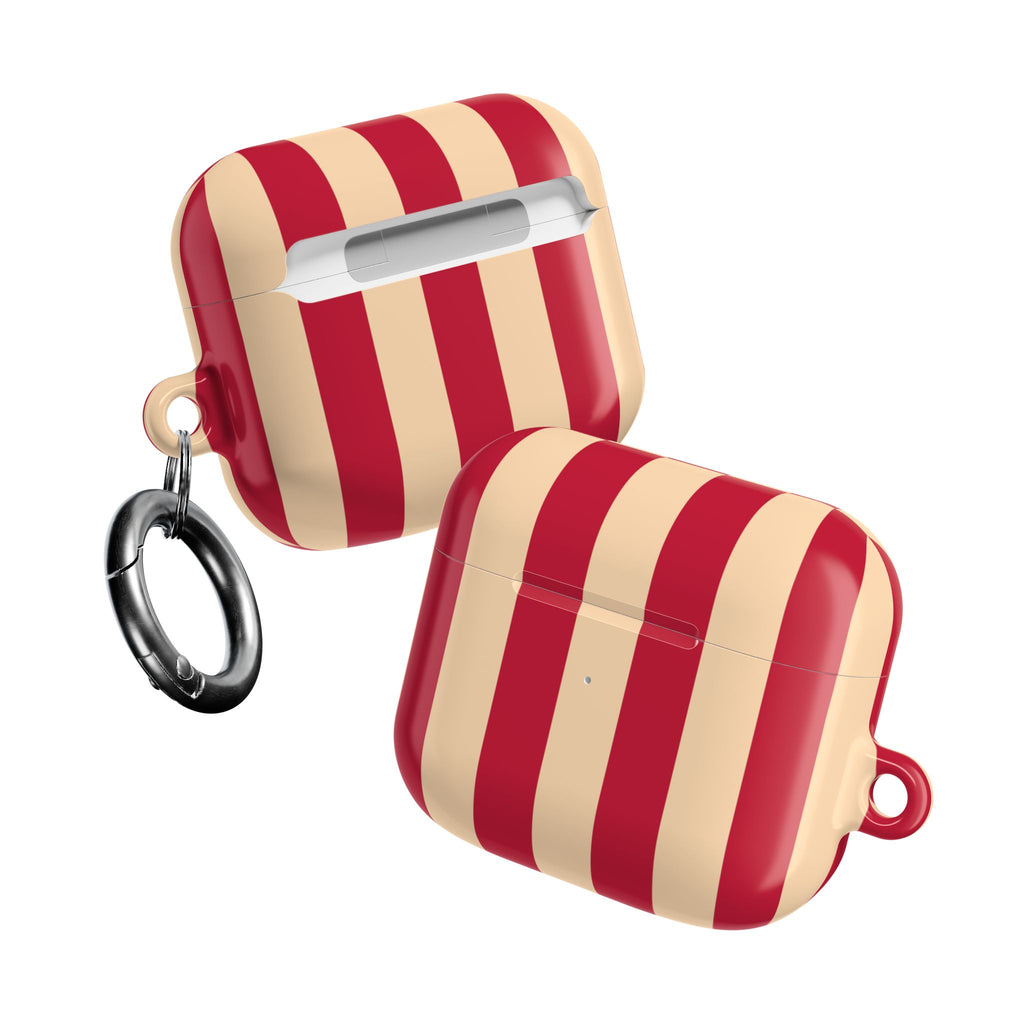 Red and Cream Stripe AirPod Case