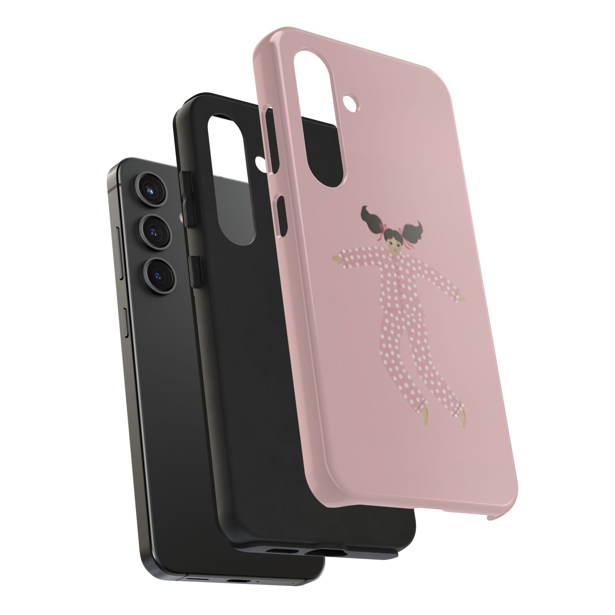 Pink Girl Drawing Tough Phone Case, Cute Protective Cover, Stylish Phone Accessories, Customizable Phone Case, Trendy Cell Phone Case