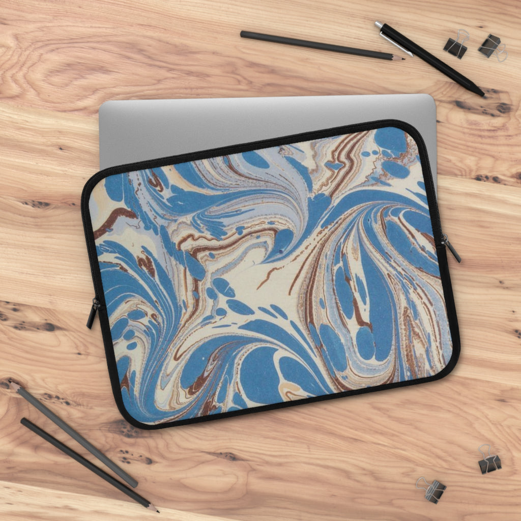 Blue Brown Marble Swirl Laptop Sleeve