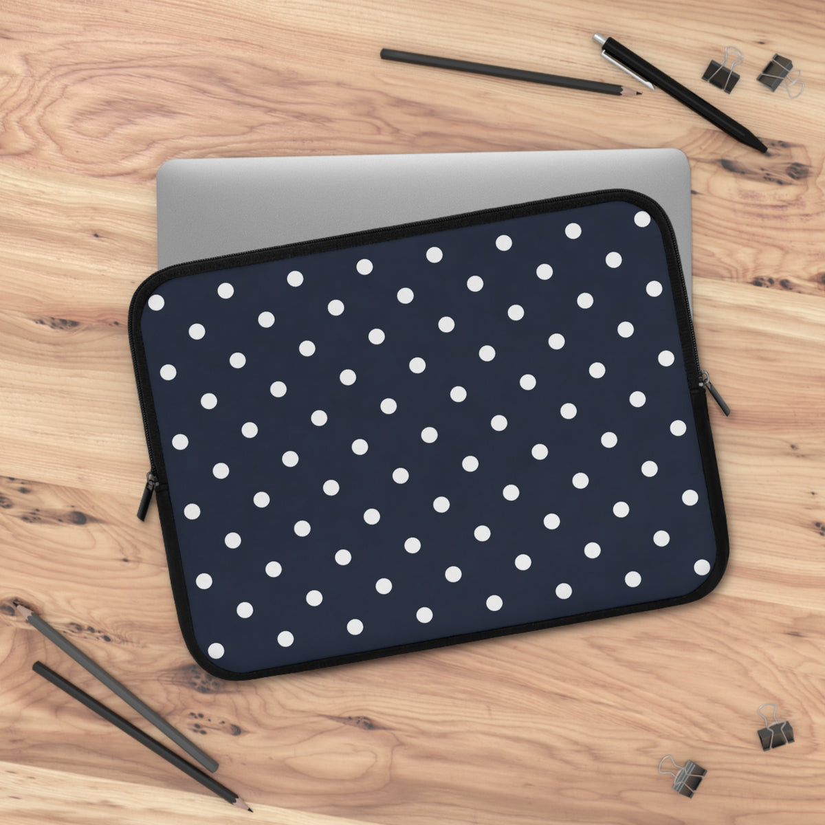 Navy Polka Dot Laptop Sleeve